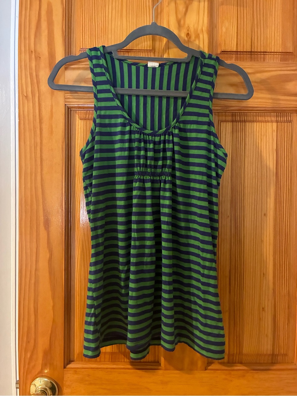 Striped Green & Navy Scoop Neck Tunic Top